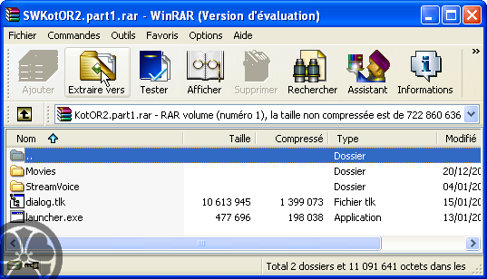 WinRAR - WinRAR affiche le contenu de l'archive